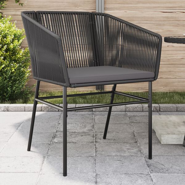 vidaXL Sillones de jard&iacute;n con cojines 2 uds rat&aacute;n sint&eacute;tico negro