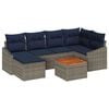 vidaXL Conjunto de sof&aacute;s de jard&iacute;n 7 uds. Gris y azul marino