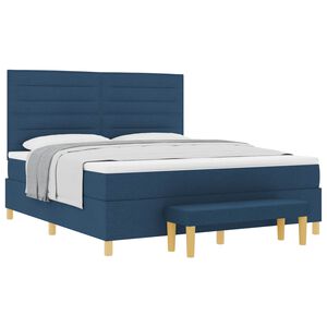 vidaXL Cama tipo Box Spring con cabecera Azul 200 x 180 cm tela