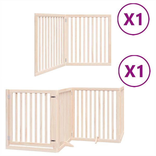 vidaXL Puerta para perros plegable 6 paneles madera de álamo 480 cm