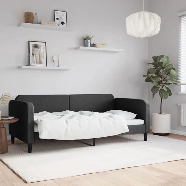 vidaXL Sof&aacute; cama sin colch&oacute;n tela negro 90x190 cm