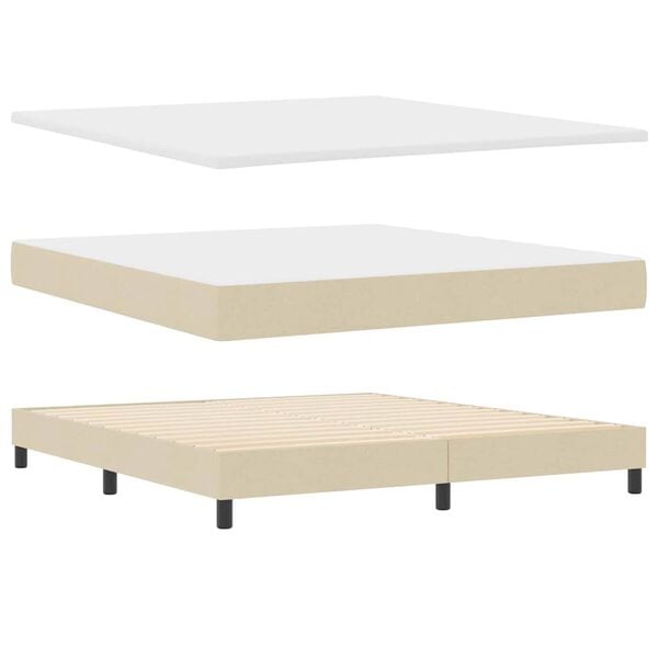 vidaXL Cama tipo Box Spring con colch&oacute;n Crema 200 x 180 cm Poli&eacute;ster