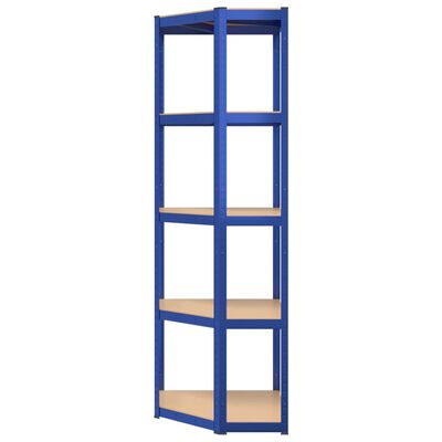 vidaXL Estantería esquina 5 niveles madera contrachapada y acero azul