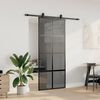 vidaXL Puerta corredera con herrajes negro 90x205 cm vidrio templado