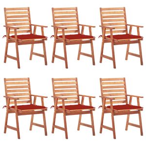 vidaXL Sillas comedor de jard&iacute;n y cojines 6 uds madera maciza acacia