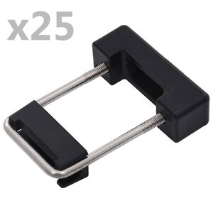 vidaXL Conector en U con plástico para postes de valla 25 sets 60x40mm