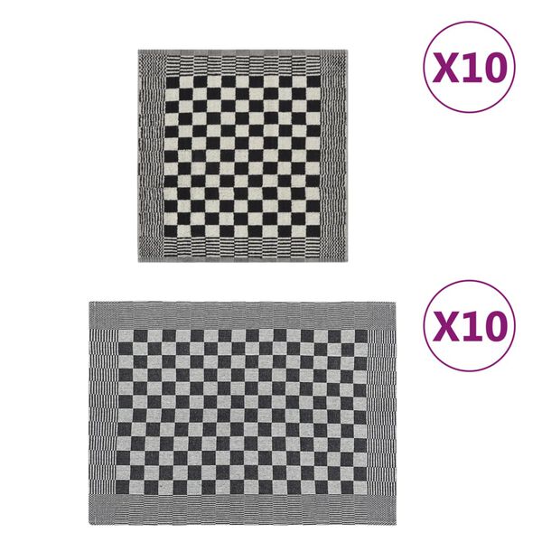 vidaXL Juego de pa&ntilde;os 20 unidades algod&oacute;n negro y blanco