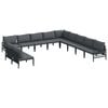 vidaXL Conjunto de sof&aacute;s de jard&iacute;n con coj&iacute;n 11 pcs Negro Acero