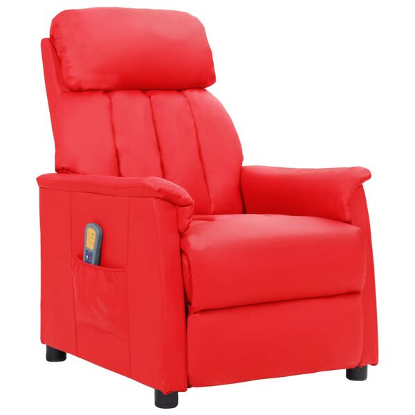 vidaXL Sill&oacute;n de masaje elevable cuero sint&eacute;tico rojo