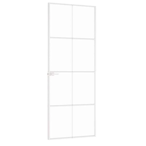 vidaXL Puerta de interior vidrio templado y aluminio blanco 76x201,5cm