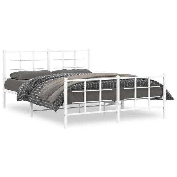 vidaXL Estructura cama sin colchón con estribo metal blanco 150x200 cm