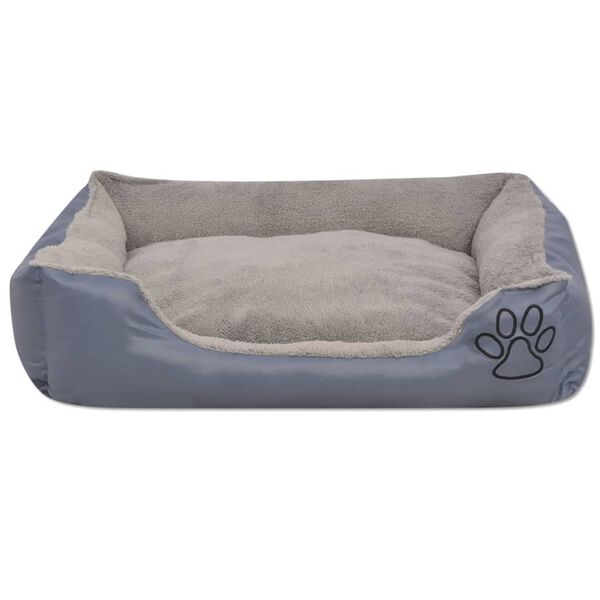 vidaXL Cama para perro con coj&iacute;n acolchado talla XXL gris