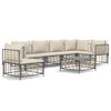 vidaXL Set muebles de jard&iacute;n 7 pzas y cojines rat&aacute;n PE gris antracita