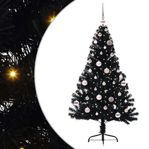 vidaXL &Aacute;rbol de Navidad Artificial Preiluminado Negro 150 cm PVC