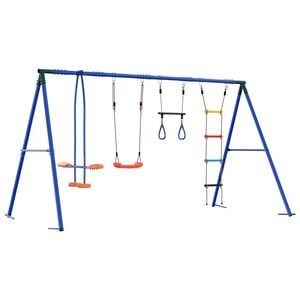 vidaXL Juego de Columpios Exterior Multicolor acero y PE