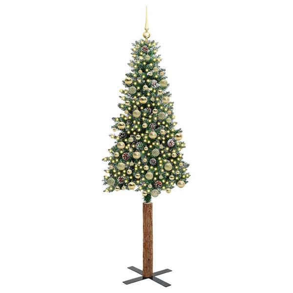 vidaXL &Aacute;rbol de Navidad Delgado con 300 LED con soporte Verde 210 cm