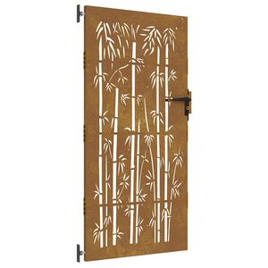 vidaXL Puerta de jard&iacute;n acero corten dise&ntilde;o bamb&uacute; 85x200 cm