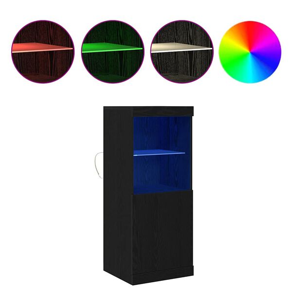 vidaXL Aparador LED Roble Negro 41 x 37 x 100 cm Madera de ingenier&iacute;a