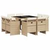 vidaXL Set comedor de jard&iacute;n 9 pzas con cojines rat&aacute;n sint&eacute;tico beige