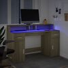 vidaXL Escritorio con LED madera ingenier&iacute;a roble Sonoma 140x55x91 cm