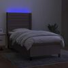 vidaXL Cama box spring colch&oacute;n y luces LED tela gris taupe 90x190 cm