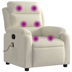 vidaXL Sill&oacute;n de masaje reclinable de terciopelo crema