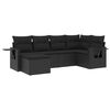 vidaXL Set de sof&aacute;s de jard&iacute;n 6 piezas y cojines rat&aacute;n sint&eacute;tico negro