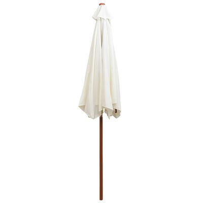 vidaXL Sombrilla con palo de madera blanco crema 270x270 cm