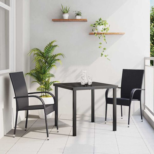 vidaXL Conjunto de Comedor de Jard&iacute;n 3 pcs Negro