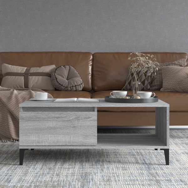vidaXL Mesa de centro madera contrachapada gris Sonoma 90x50x36,5 cm