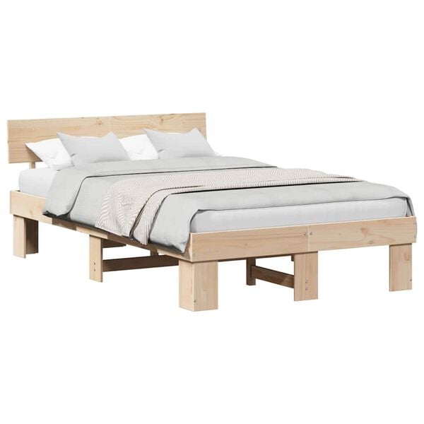 vidaXL Estructura de cama Natural 120 x 200 cm Madera de pino macizo
