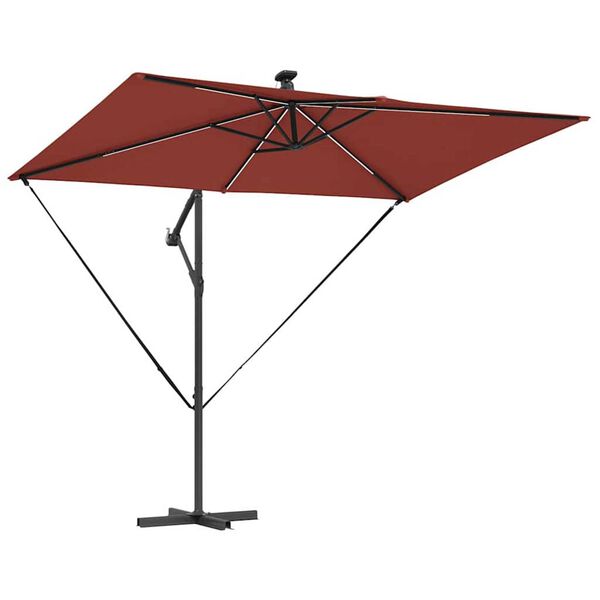 vidaXL Parasol de cantilever tipo plátano Terracota 294 x 200 x 254 cm
