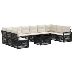 vidaXL Conjunto de sof&aacute;s de jard&iacute;n 11 uds. Negro y Blanco Crema
