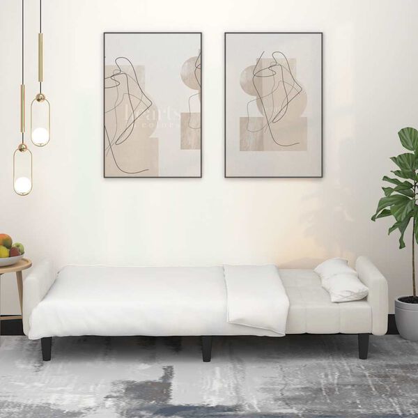 vidaXL Sofá cama de 2 plazas terciopelo color crema