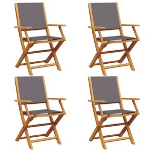 vidaXL Sillas plegables (4 unidades) de tela color antracita y madera maciza