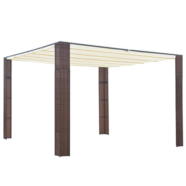 vidaXL Cenador con techo ratán sintético 300x300x220 cm marrón y crema