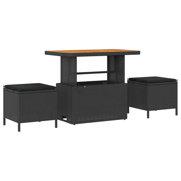 vidaXL Conjunto de sof&aacute; de jard&iacute;n 8 pcs Negro rat&aacute;n sint&eacute;tico