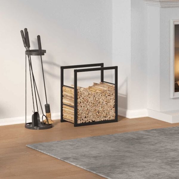 vidaXL Le&ntilde;ero de acero negro 55x30x61 cm