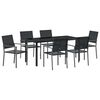 vidaXL Conjunto de Comedor de Jard&iacute;n 7 pcs Negro Rat&aacute;n sint&eacute;tico