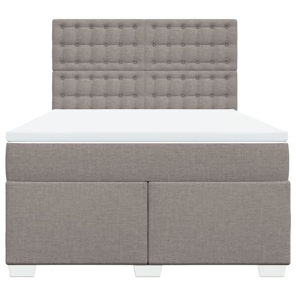 vidaXL Cama box spring con colch&oacute;n tela gris taupe 160x200 cm