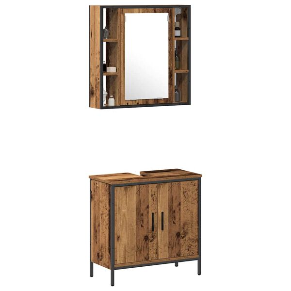 vidaXL Juego de muebles de ba&ntilde;o 2 pcs Marr&oacute;n Madera contrachapada