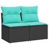 vidaXL Set sof&aacute;s jard&iacute;n y cojines 2 pzas rat&aacute;n sint&eacute;tico acacia negro