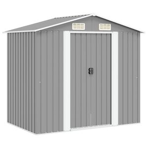 vidaXL Caseta de jard&iacute;n de metal 204x132x186 cm gris