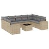 vidaXL Juego de sof&aacute;s jard&iacute;n con cojines beige 10 pzas rat&aacute;n sint&eacute;tico