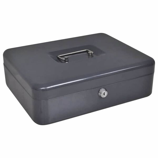 vidaXL Caja de dinero con cerradura Negro 30 x 24 x 9 cm Acero