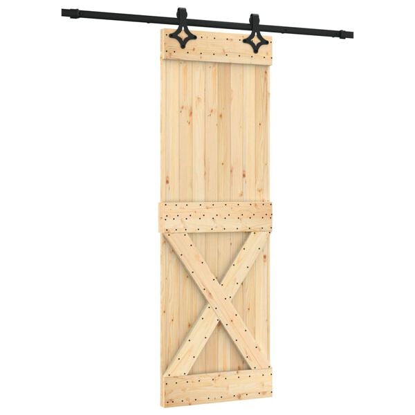 vidaXL Puerta corredera con herrajes madera maciza de pino 70x210 cm