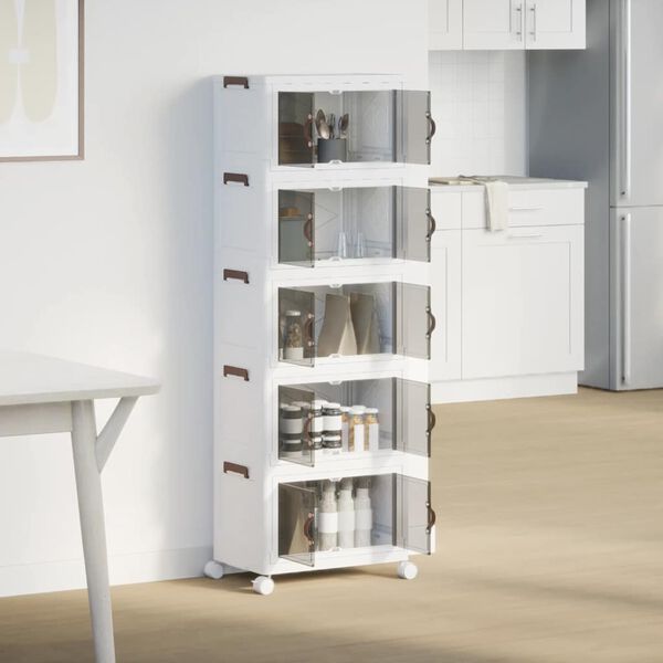 vidaXL Caja de almacenaje apilable con ruedas 5 niveles 28 L