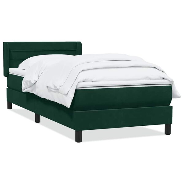 vidaXL Cama box spring con colch&oacute;n terciopelo verde oscuro 100x220 cm