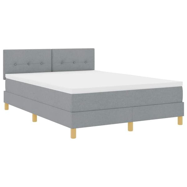 vidaXL Cama Box Spring LED con colch&oacute;n Gris Claro 140 x 200 cm tela