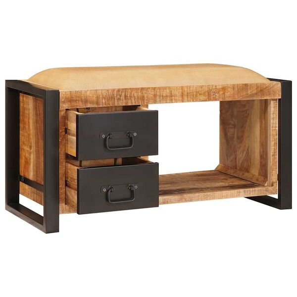 vidaXL Banco de almacenamiento con caj&oacute;n Marr&oacute;n Madera maciza de Mango